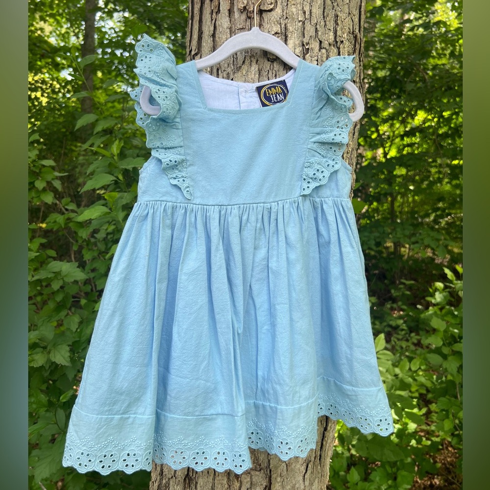 NWOT Light Blue Eyelet Ruffle Dress for Girls